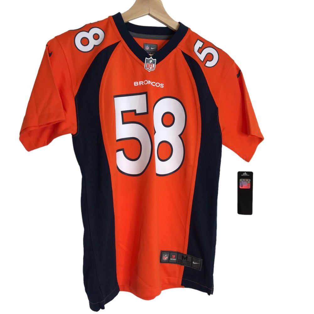 New NWT Football Jersey Size Youth Kids M Denver Broncos Orange White #58 MILLER
